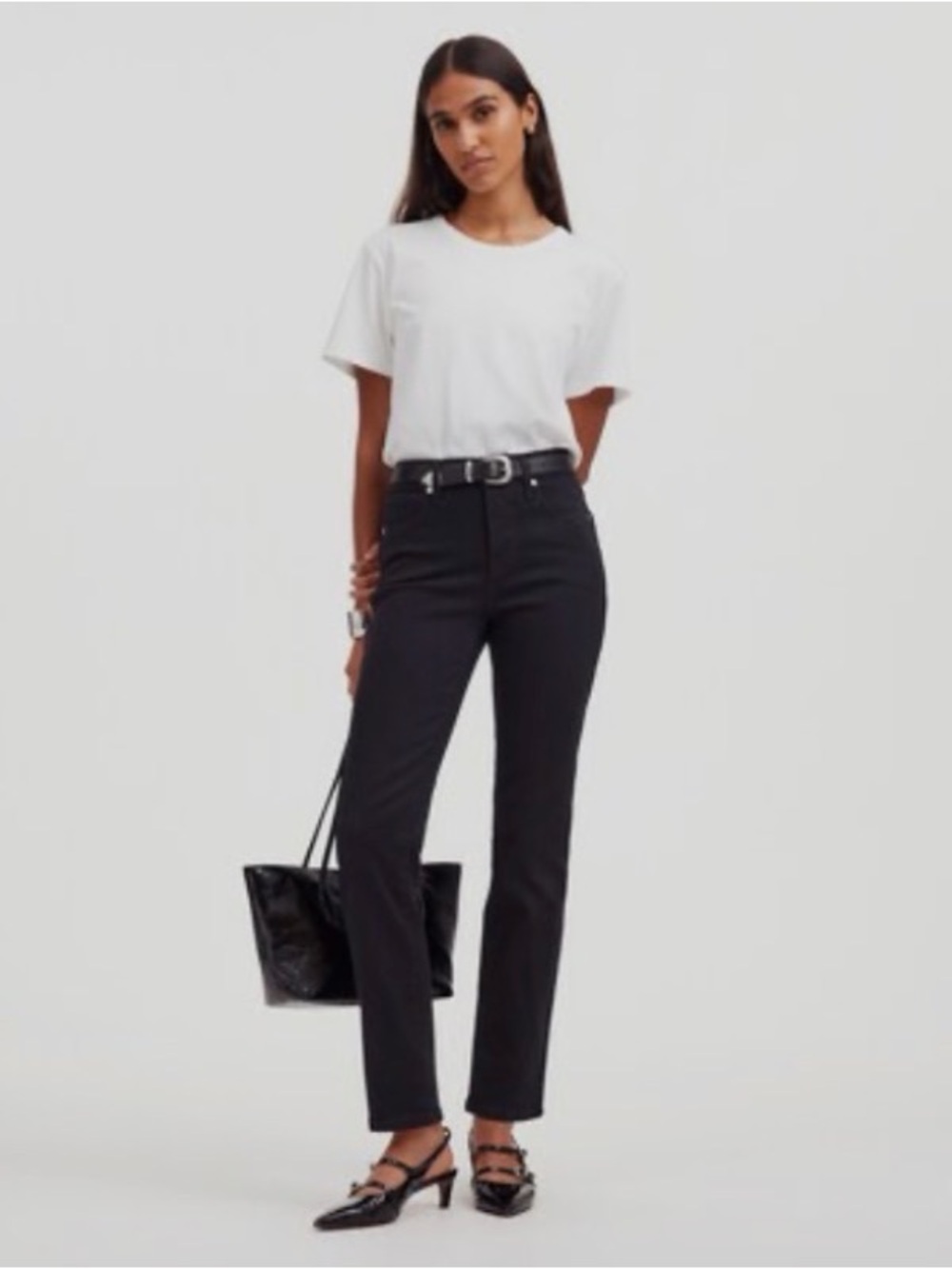 Madewell Washed Black Stove Pipe High-Rise Jeans